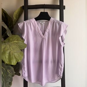 Chaus Light Purple Ruffle Sleeve Blouse